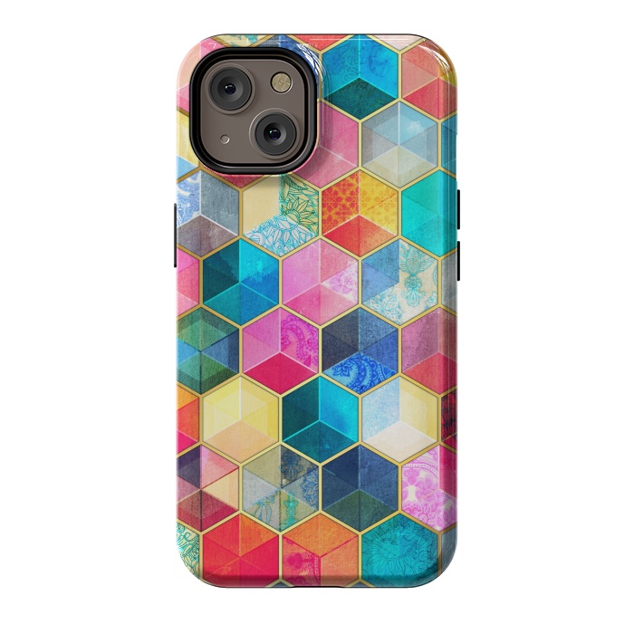 iPhone 14 StrongFit Crystal Bohemian Honeycomb Cubes by Micklyn Le Feuvre