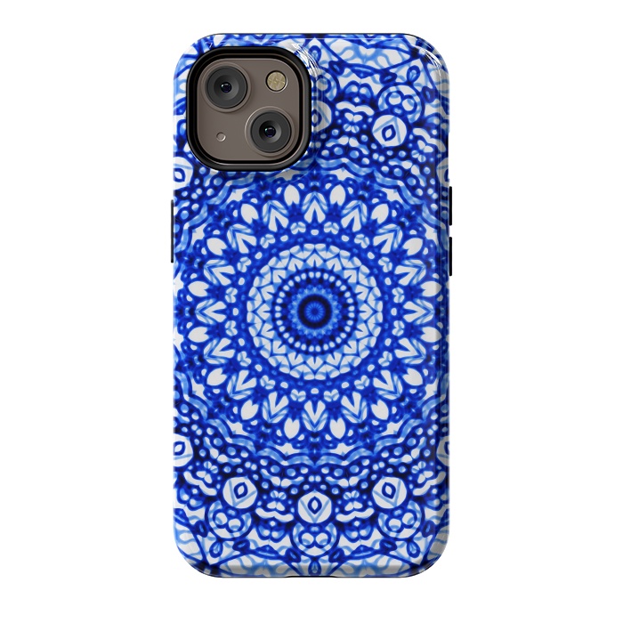 iPhone 14 StrongFit Blue Mandala Mehndi Style G403  by Medusa GraphicArt