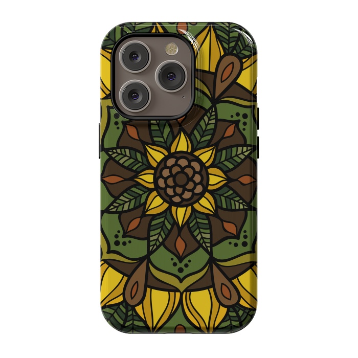 iPhone 14 Pro StrongFit Sunflower Mandala by Majoih