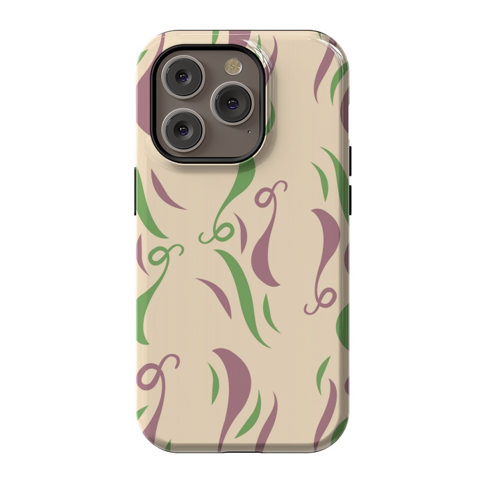iPhone 14 Pro StrongFit GREEN PINK FLORAL PATTERN by MALLIKA