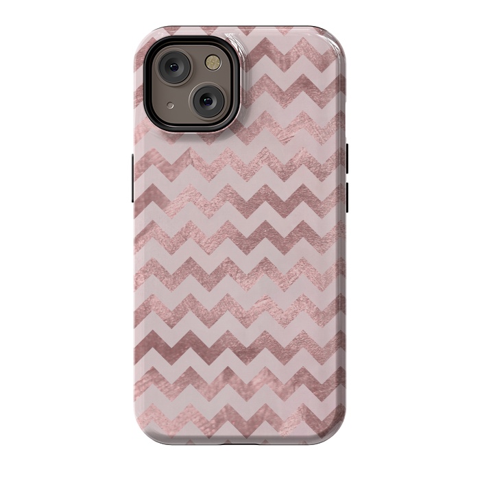 iPhone 14 StrongFit Elegant Rose Gold Chevron Stripes 2 by Andrea Haase