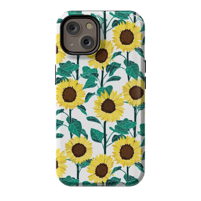 iPhone 14 StrongFit Sunny Sunflowers - White  by Tigatiga