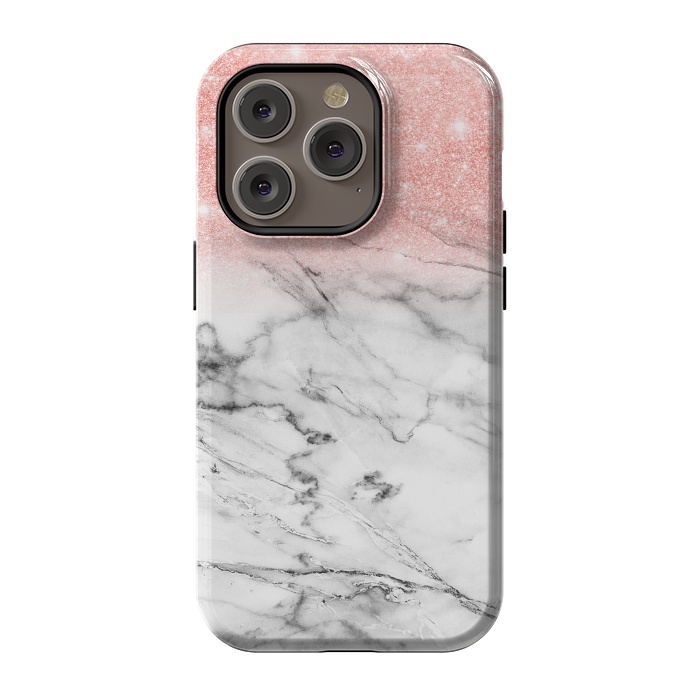 iPhone 14 Pro StrongFit Rose Gold Glitter on Marble by  Utart