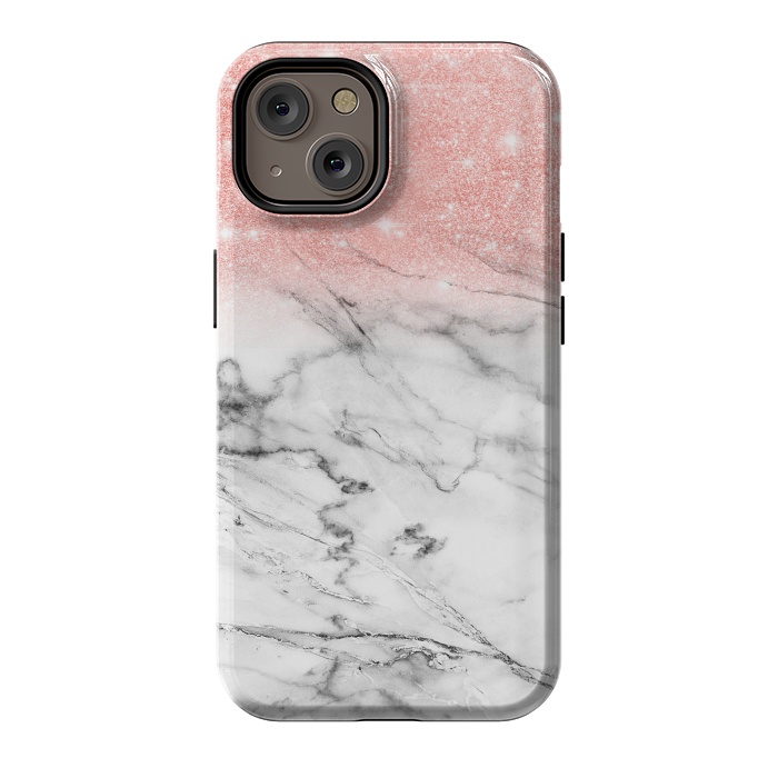 iPhone 14 StrongFit Rose Gold Glitter on Marble by  Utart