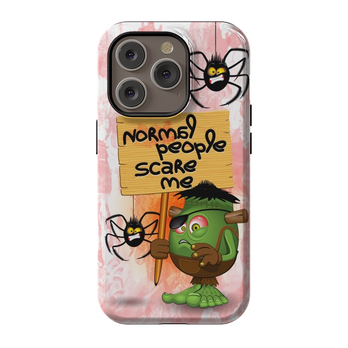 iPhone 14 Pro StrongFit 'Normal People Scare Me' Humorous Frankenstein Character   by BluedarkArt