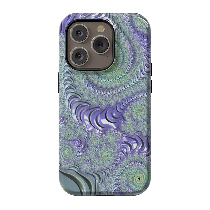 iPhone 14 Pro StrongFit Teal And Purple Fractal Design by Andrea Haase