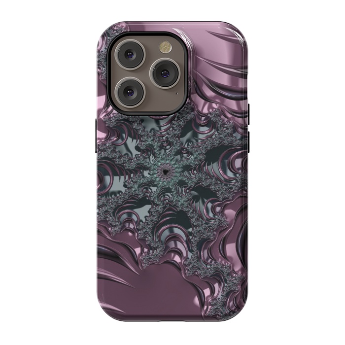 iPhone 14 Pro StrongFit Shiny Pink Green Fractal Design by Andrea Haase