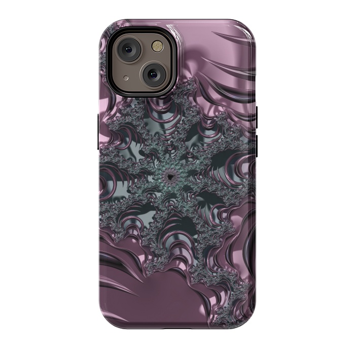 iPhone 14 StrongFit Shiny Pink Green Fractal Design by Andrea Haase