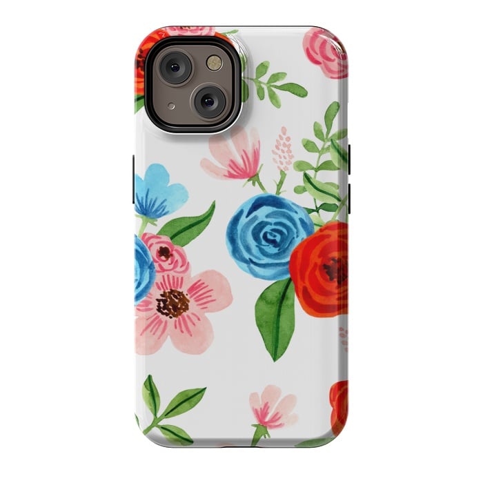 iPhone 14 StrongFit White Ditsy Block Floral Garden Print by Becky Starsmore