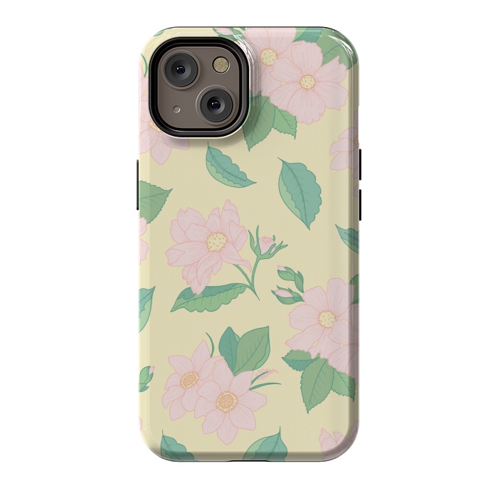 iPhone 14 StrongFit Yellow Pastel Floral Print by Becky Starsmore