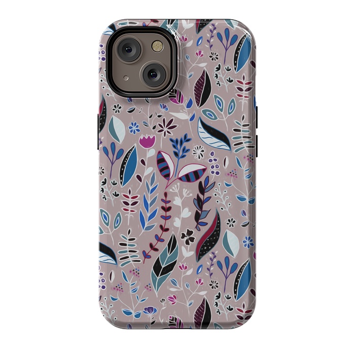iPhone 14 StrongFit Vibrant Nature Doodle On soft Grey  by Tigatiga
