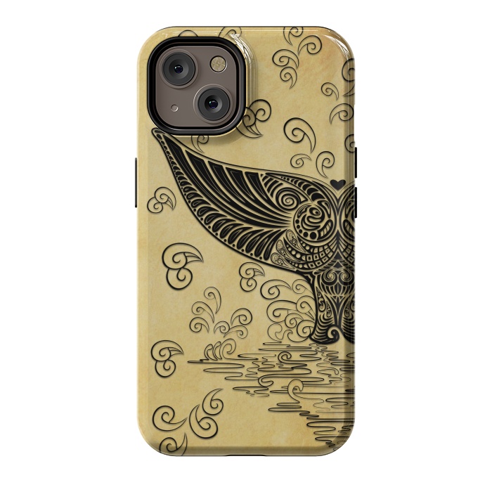 iPhone 14 StrongFit Whale Tail Boho Vintage Tattoo Style by BluedarkArt