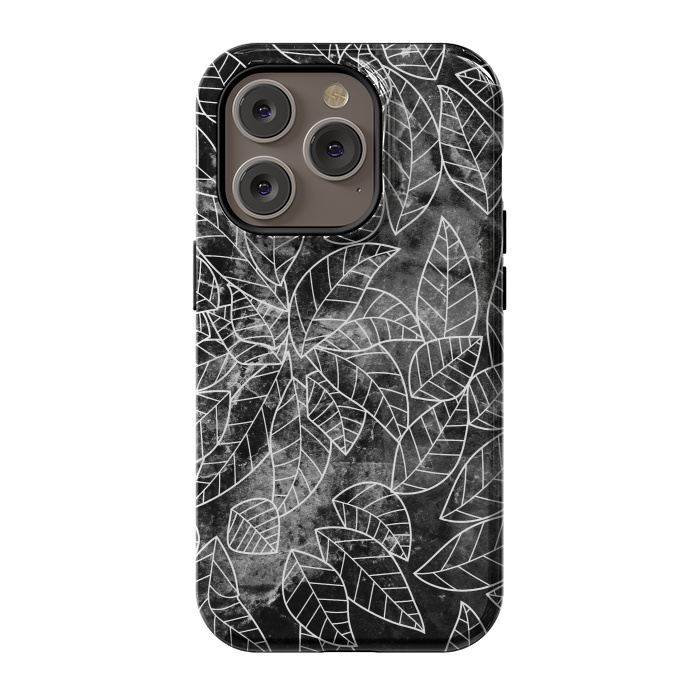 iPhone 14 Pro StrongFit Black and white leaves on marble by Oana 