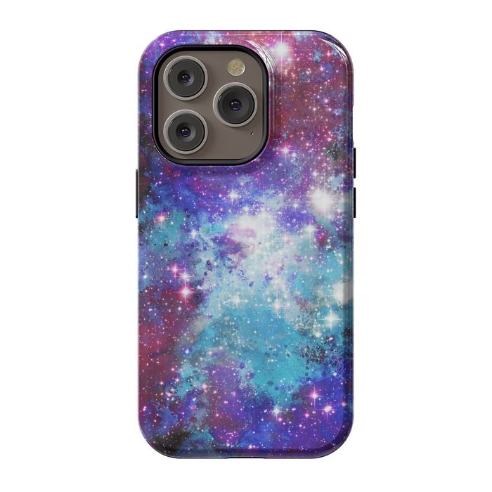 iPhone 14 Pro StrongFit Blue purple galaxy space night stars by Oana 