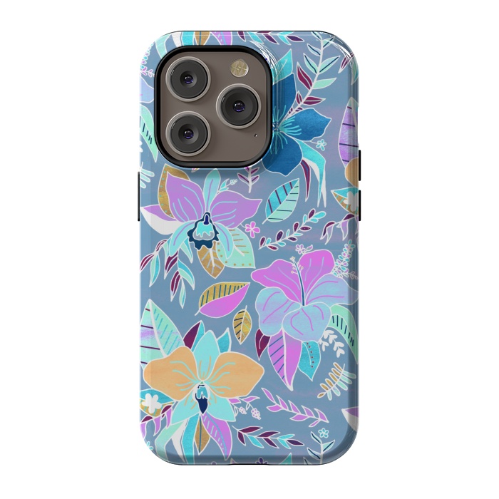 iPhone 14 Pro StrongFit Pastel Tropical Floral by Tigatiga