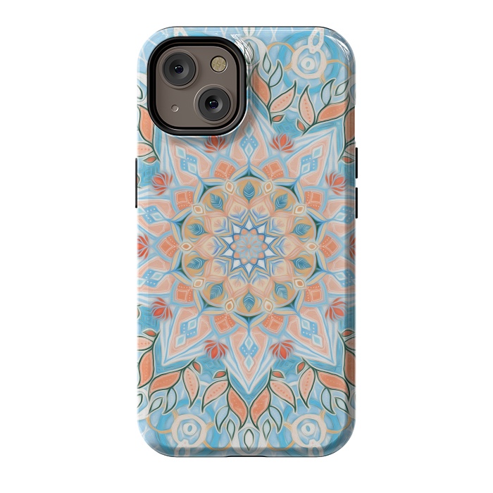 iPhone 14 StrongFit Peach and Blue Pastel Mandala by Micklyn Le Feuvre