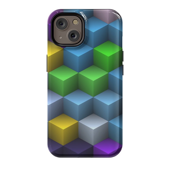 iPhone 14 StrongFit 3D Colorful Squares Pattern by Art Design Works