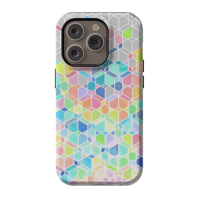 iPhone 14 Pro StrongFit Rainbow Cubes and Diamonds by Micklyn Le Feuvre