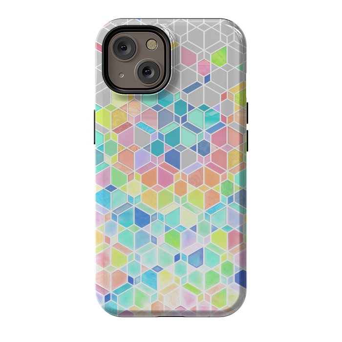 iPhone 14 StrongFit Rainbow Cubes and Diamonds by Micklyn Le Feuvre