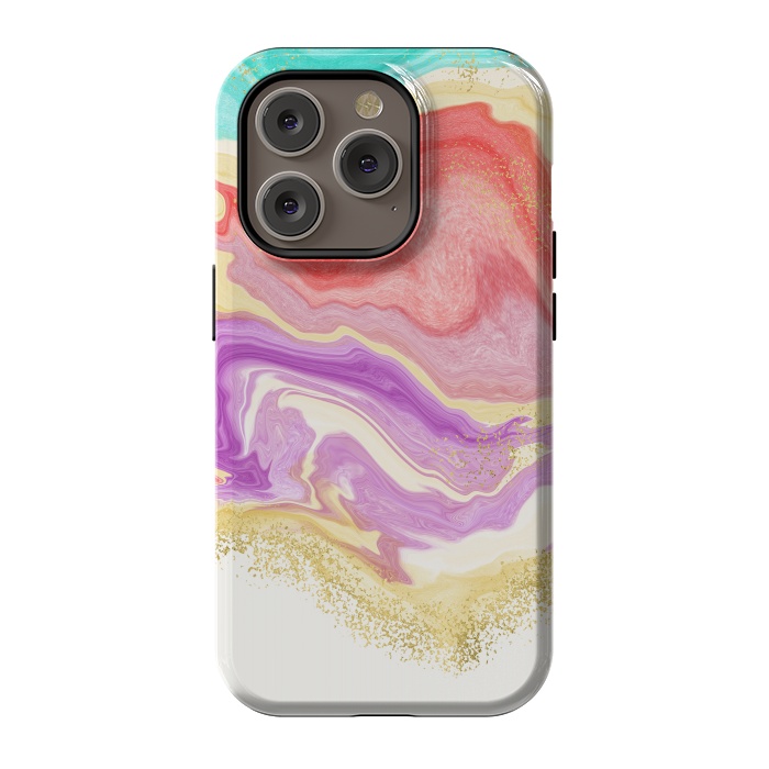 iPhone 14 Pro StrongFit Colorful Marble by Noonday Design
