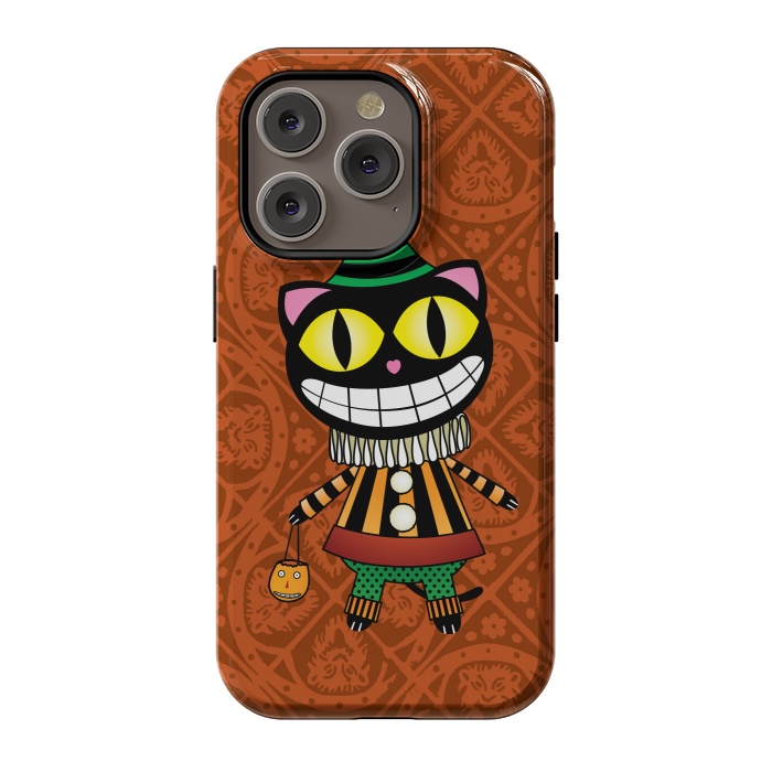 iPhone 14 Pro StrongFit Cassiues Harlequin Cat by Mangulica
