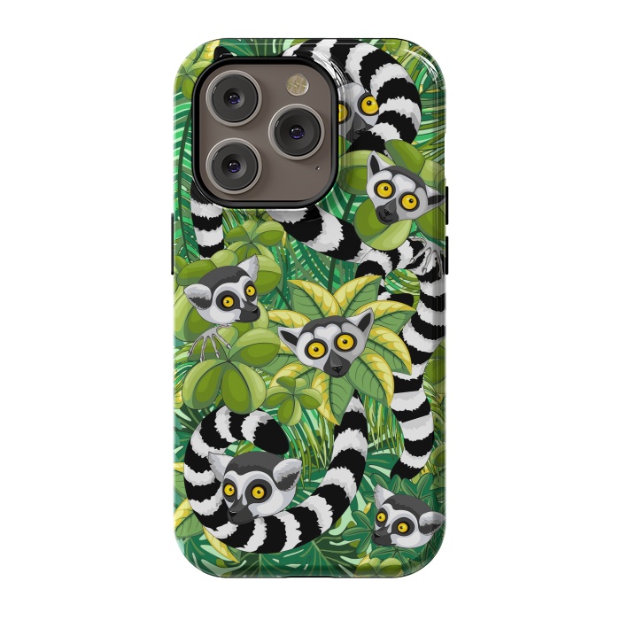 iPhone 14 Pro StrongFit Lemurs of Madagascar on Rainforest  by BluedarkArt