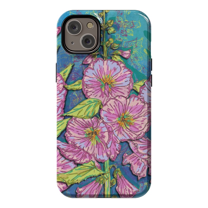 iPhone 14 Plus StrongFit Hollyhocks by Lotti Brown