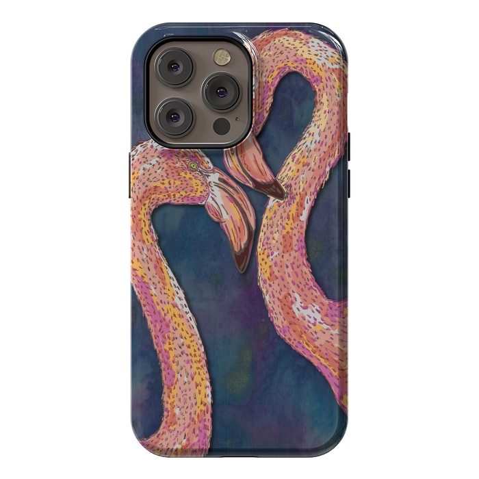 iPhone 14 Pro max StrongFit Pink Flamingos by Lotti Brown