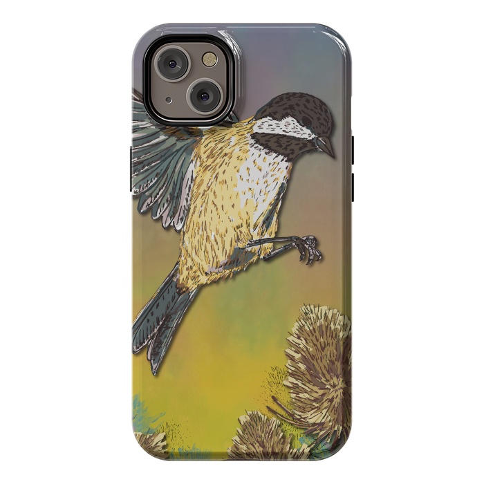 iPhone 14 Plus StrongFit Coal Tit and Teasels by Lotti Brown