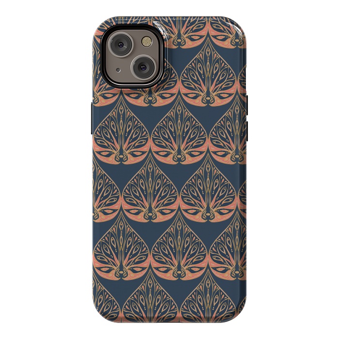 iPhone 14 Plus StrongFit Art Deco - Blue & Coral by Lotti Brown