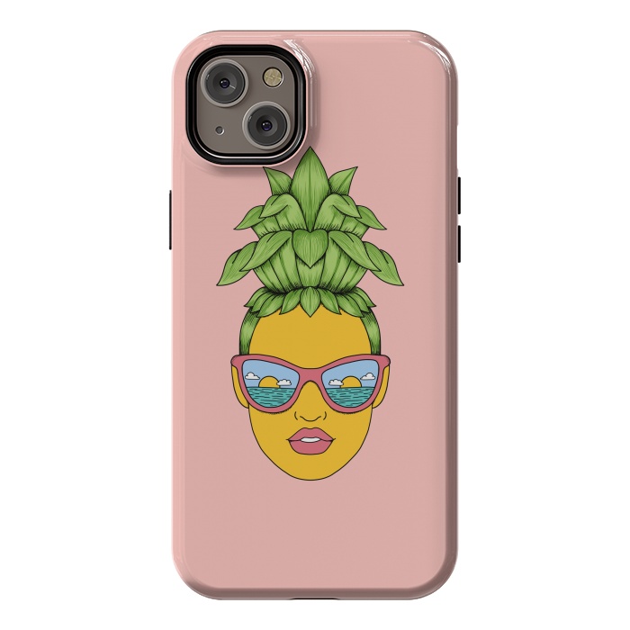 iPhone 14 Plus StrongFit Pineapple Girl Pink by Coffee Man
