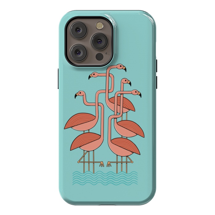 iPhone 14 Pro max StrongFit Flamingos by Coffee Man