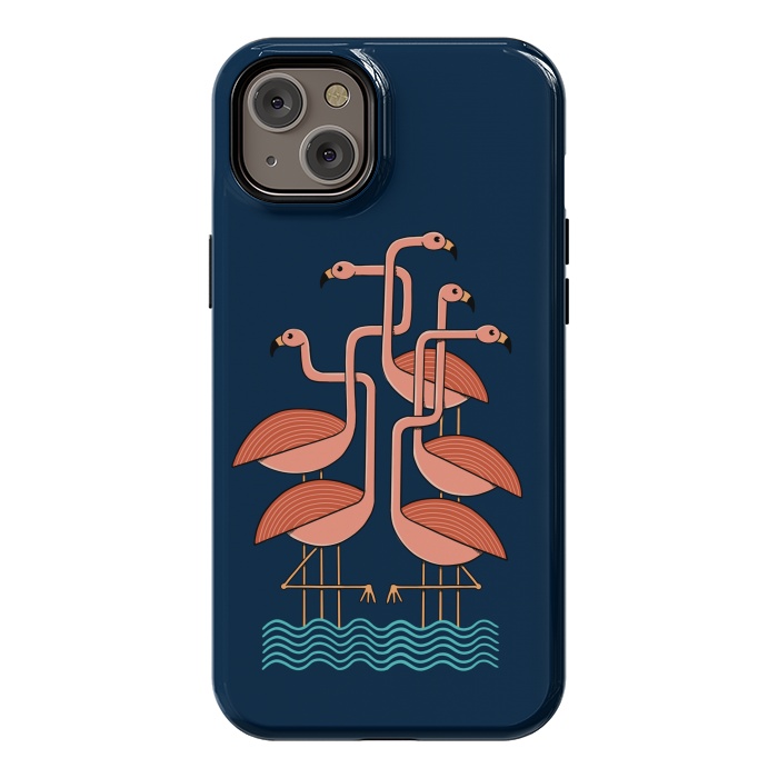 iPhone 14 Plus StrongFit Flamingos blue by Coffee Man