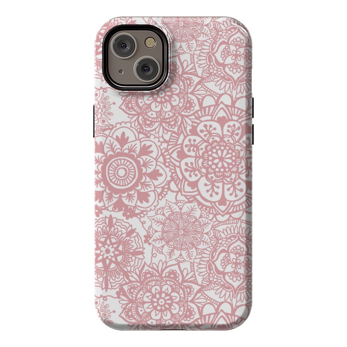 iPhone 14 Plus StrongFit Light Pink Mandala Pattern by Julie Erin Designs