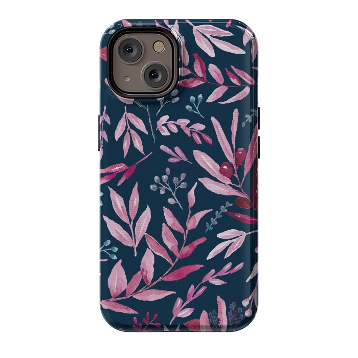iPhone 14 StrongFit Eucalyptus blue and pink by Anis Illustration