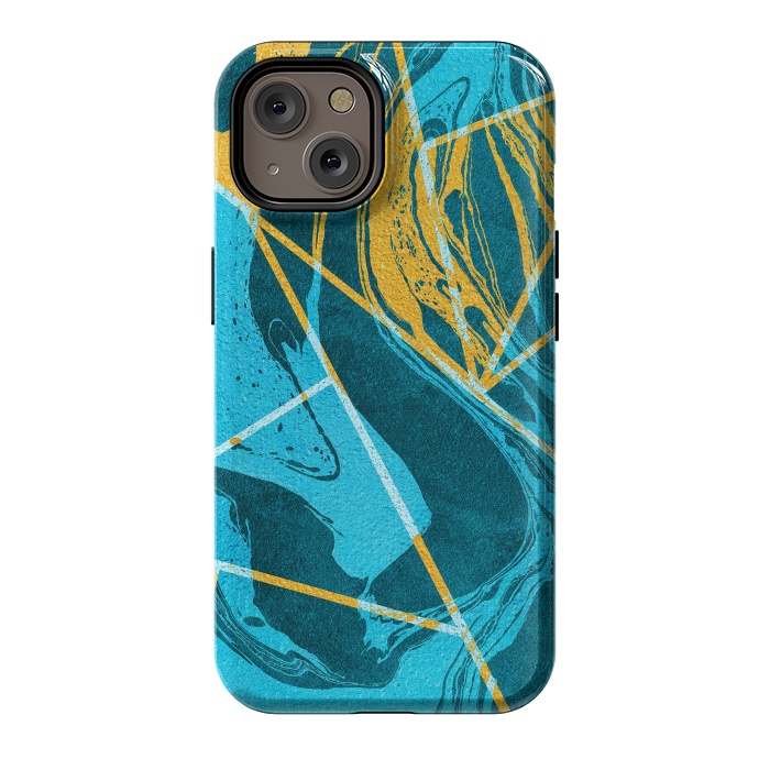 iPhone 14 StrongFit Geometric Marble Waves by Art Design Works