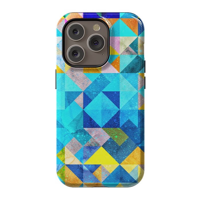 iPhone 14 Pro StrongFit Colorful Watercolor Geometric by Art Design Works