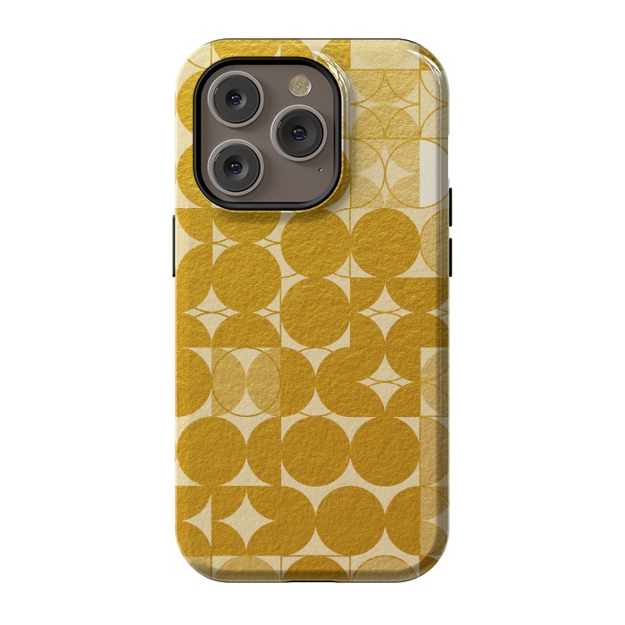 iPhone 14 Pro StrongFit Mid Century Gold Geometric by Art Design Works