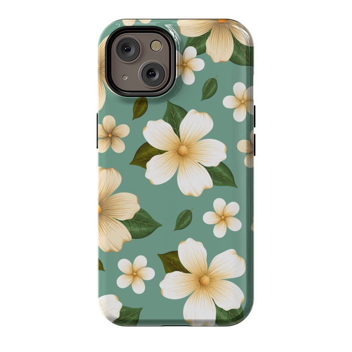 iPhone 14 StrongFit WHITE FLORAL BEAUTIES by MALLIKA