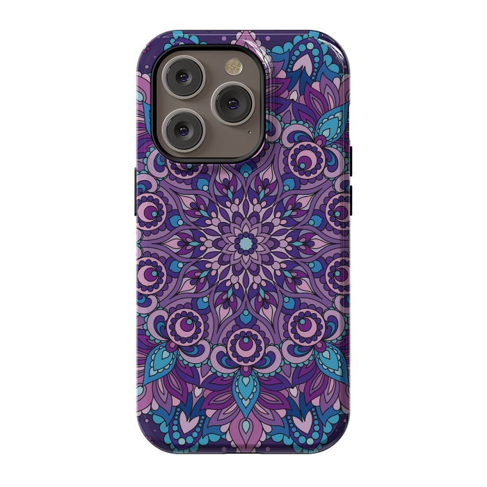 iPhone 14 Pro StrongFit Purple Mandala 87 by ArtsCase