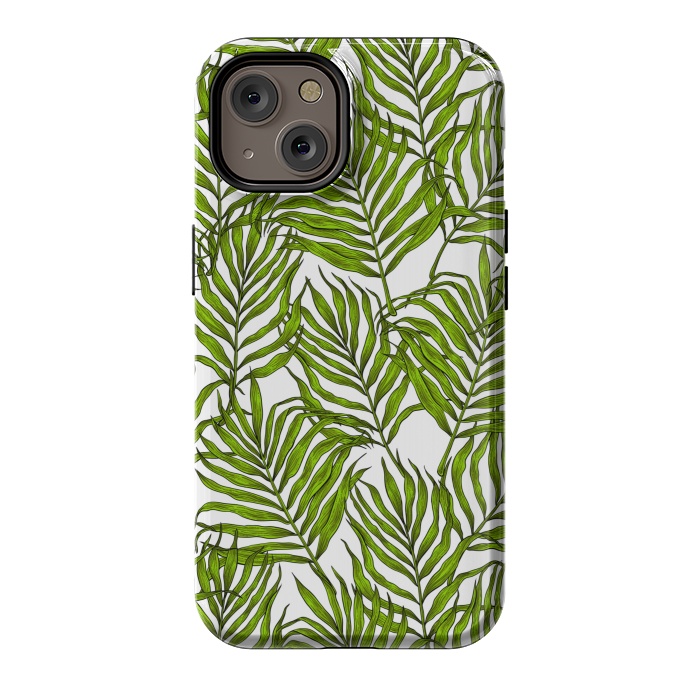 iPhone 14 StrongFit Palm leaves on white by Katerina Kirilova