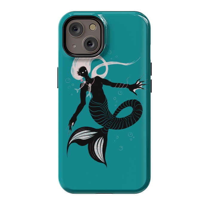 iPhone 14 StrongFit Creepy Mermaid With Fish Skeleton Necklace Dark Art by Boriana Giormova