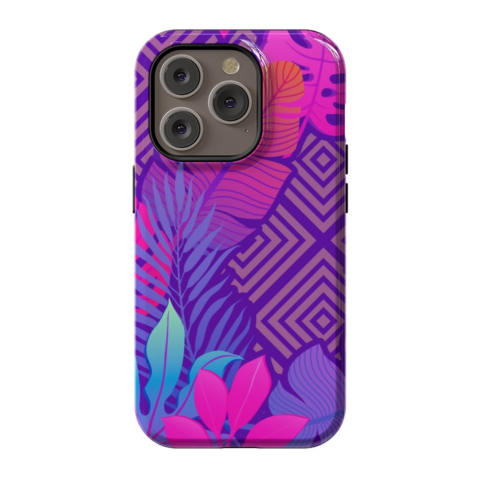 iPhone 14 Pro StrongFit Tropical Lines And Leaves Patterns by ArtsCase