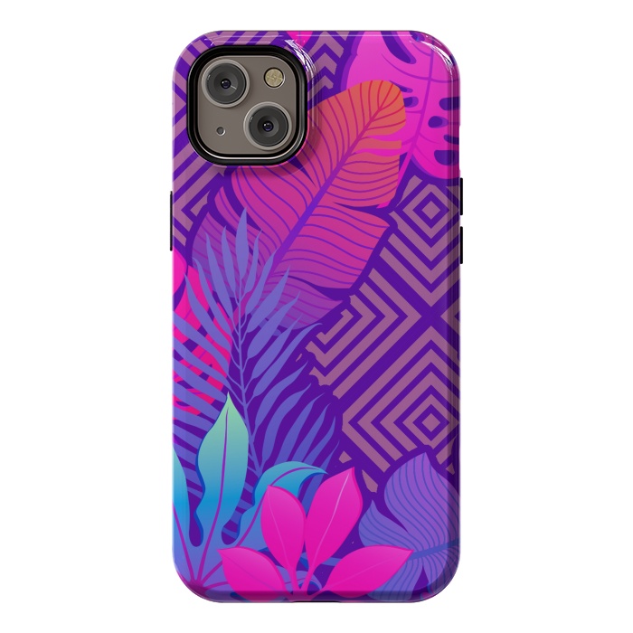 iPhone 14 Plus StrongFit Tropical Lines And Leaves Patterns by ArtsCase