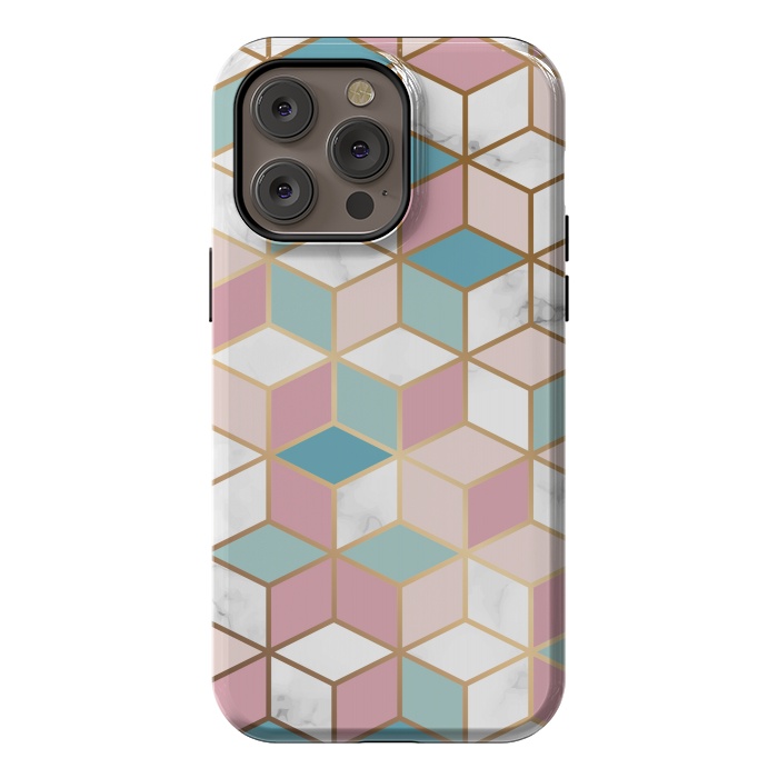 iPhone 14 Pro max StrongFit Crystals In Blue And Pink Marble by ArtsCase