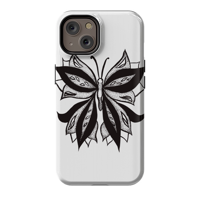 iPhone 14 StrongFit Abstract Butterfly Stipple Shaded Ink Drawing by Boriana Giormova