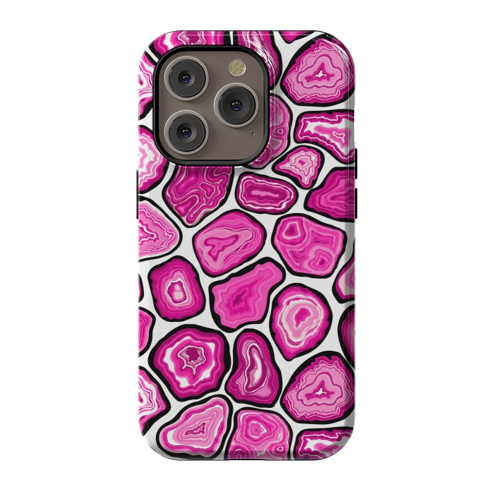 iPhone 14 Pro StrongFit Pink agate slices by Katerina Kirilova