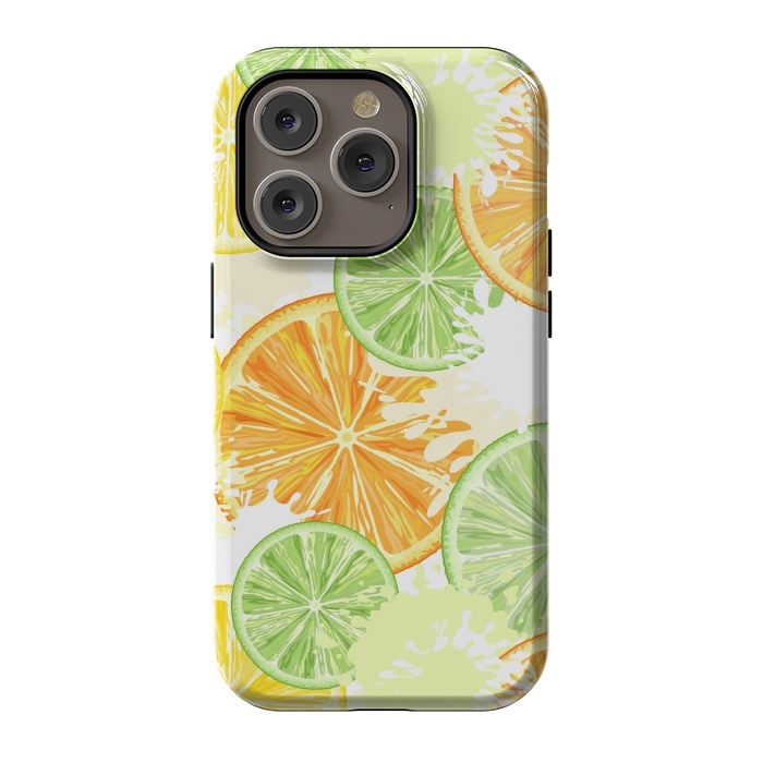 iPhone 14 Pro StrongFit Citrus Watercolors Fresh Summer Pattern by BluedarkArt