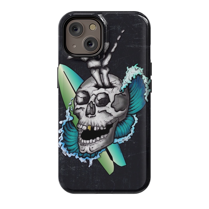 iPhone 14 StrongFit Surfs Up Skull by Gringoface Designs