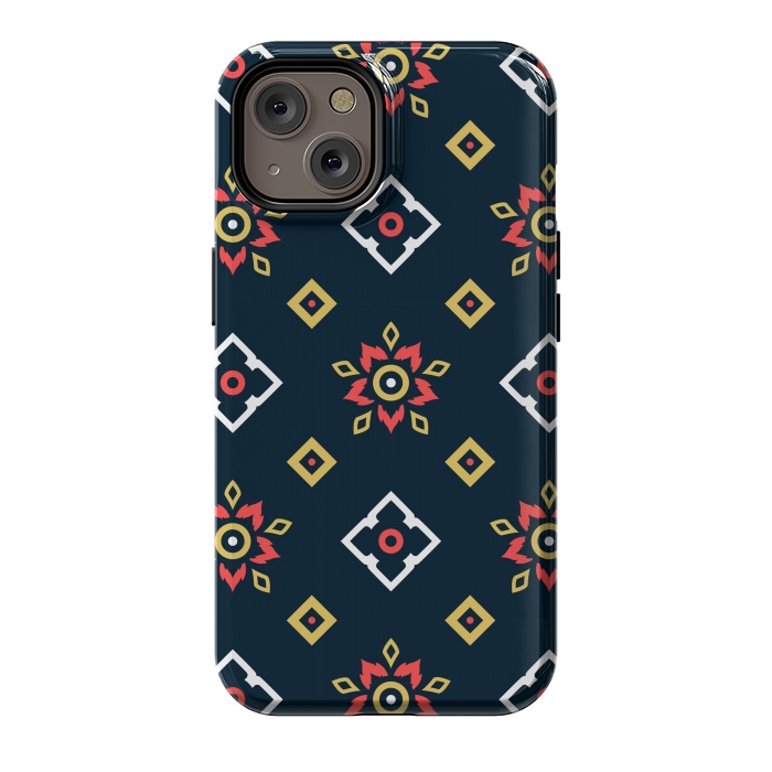 iPhone 14 StrongFit BLACK RED ETHNIC PATTERN by MALLIKA